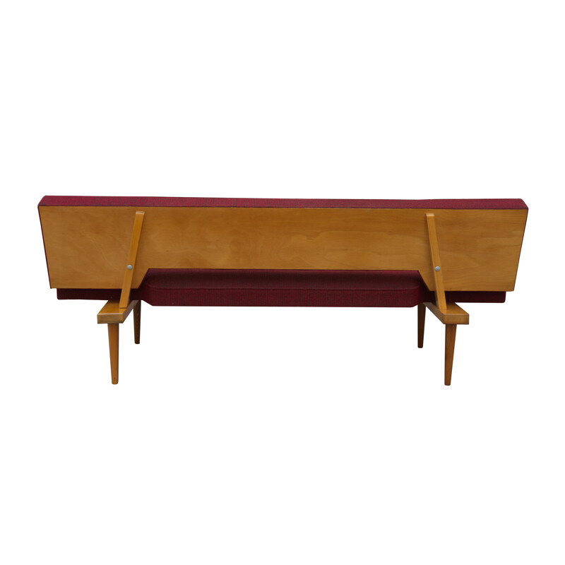 Vintage red sofa bed by Miroslav Navratil, scandinavian design, 1960s