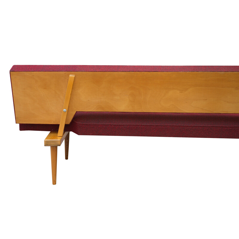 Vintage red sofa bed by Miroslav Navratil, scandinavian design, 1960s