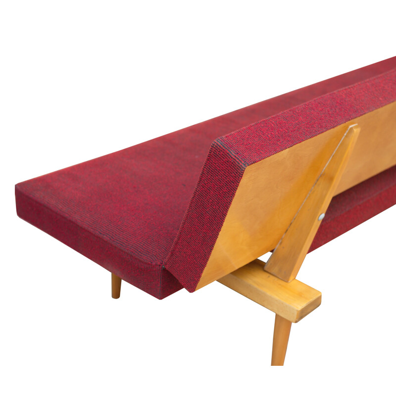 Vintage red sofa bed by Miroslav Navratil, scandinavian design, 1960s