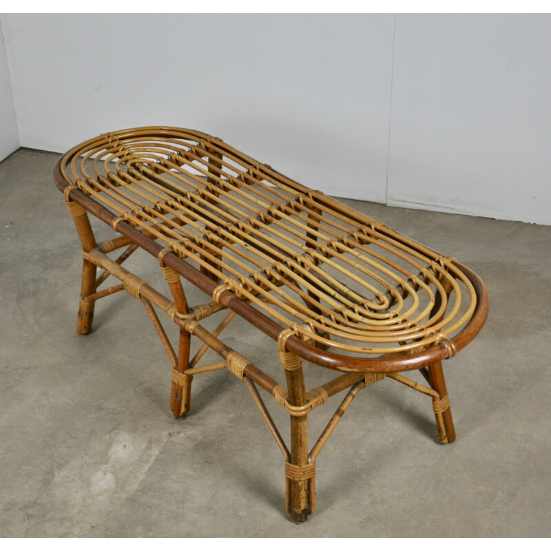 Vintage rattan bench, Italy, 1960