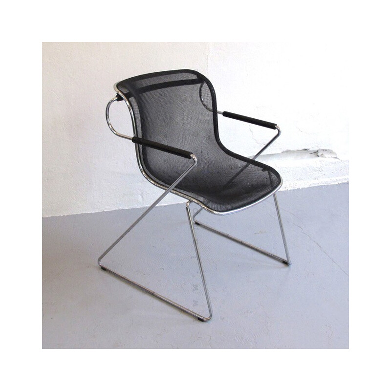 Anonima Castelli Penelope chair in metal, Charles POLLOCK - 1980s