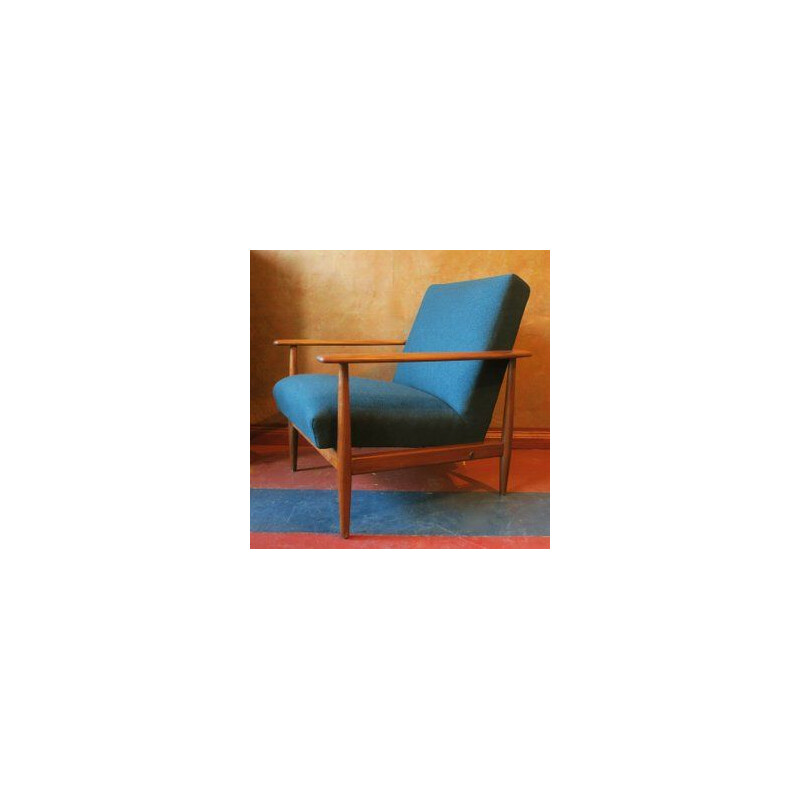 Blue-Green scandinavian vintage lounge chair, 1960s