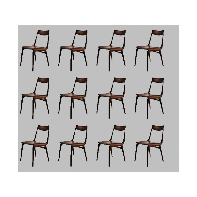 Set of 12 vintage teak chairs 