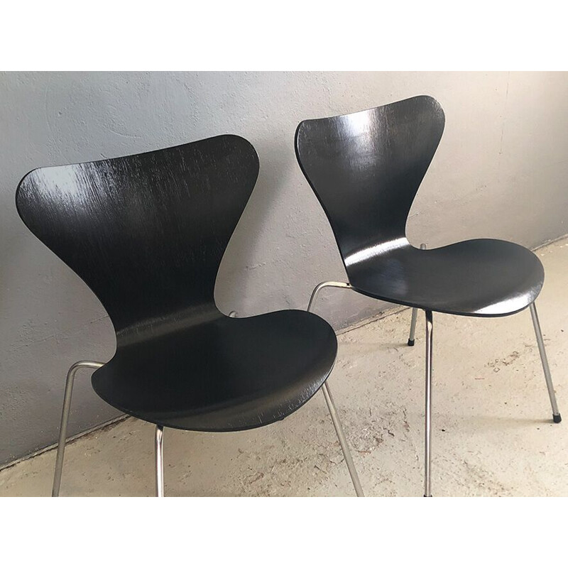 Ensemble de 2 chaises vintage Arne Jacobsen pour Fritz Hanse, série 7, 1950