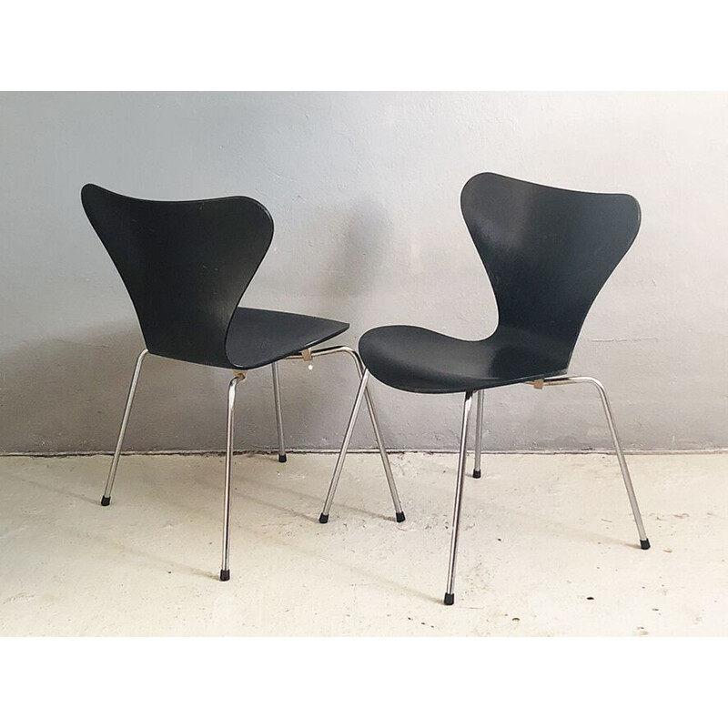 Set of 4 Arne Jacobsen vintage chairs for Fritz Hanse, serie 7, 1950s