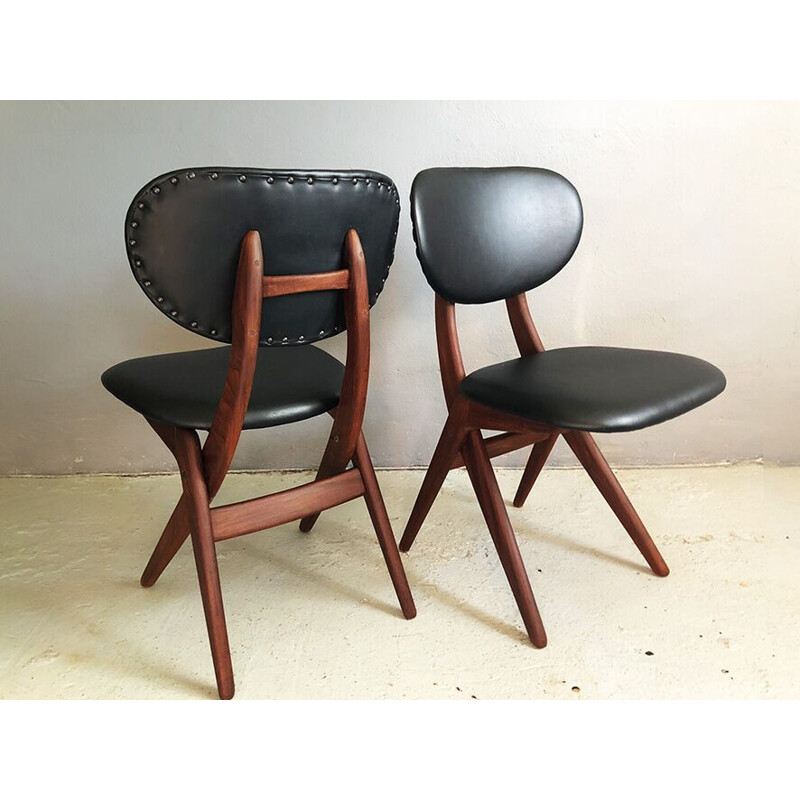 Set of 4 teak vintage chairs by Louis van Teeffelen, 1950s