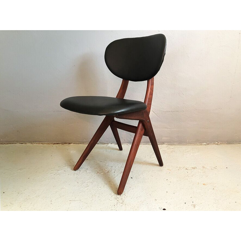 Set of 4 teak vintage chairs by Louis van Teeffelen, 1950s