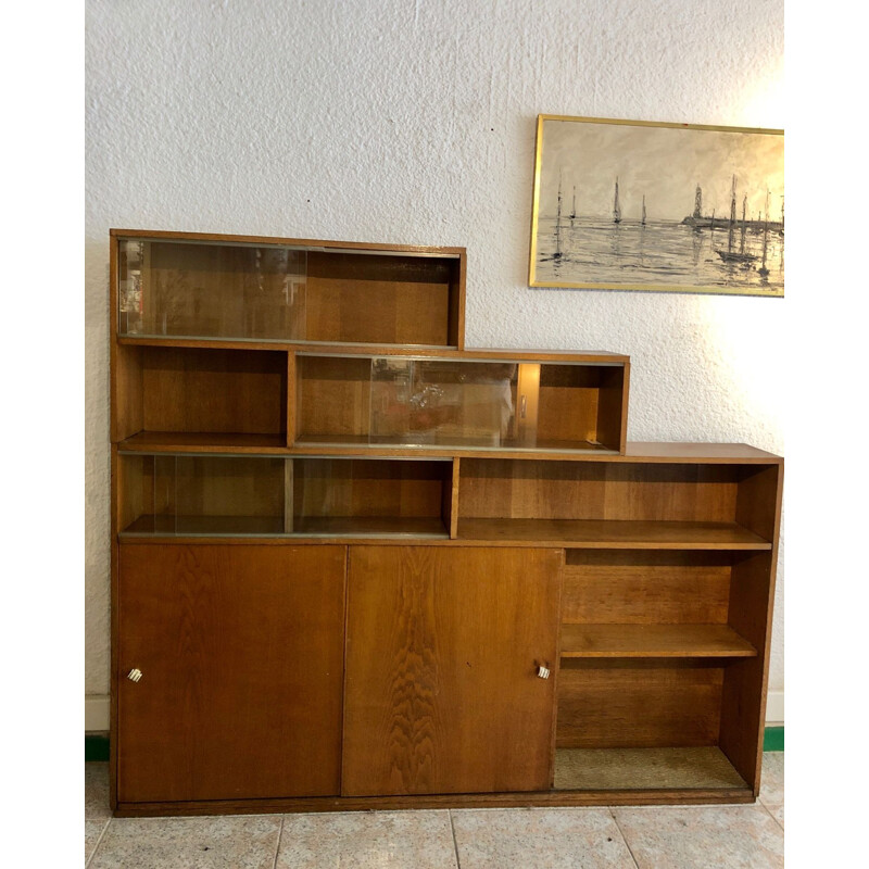 Vintage oak bookcase, 1950s