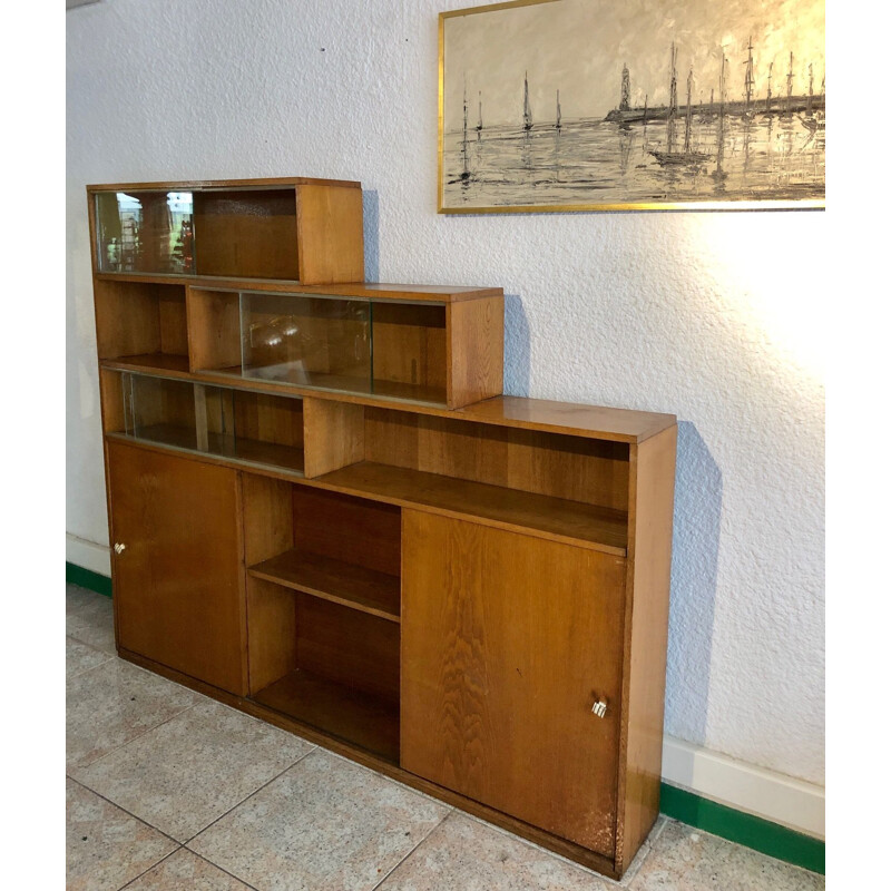 Vintage oak bookcase, 1950s