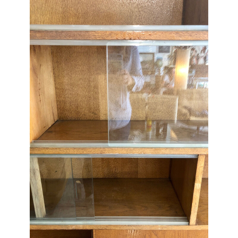 Vintage oak bookcase, 1950s