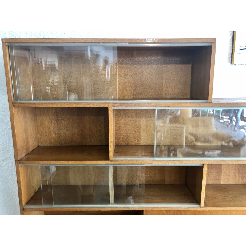 Vintage oak bookcase, 1950s