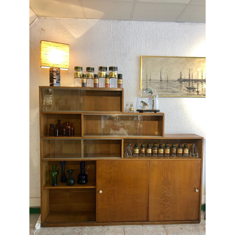 Vintage oak bookcase, 1950s