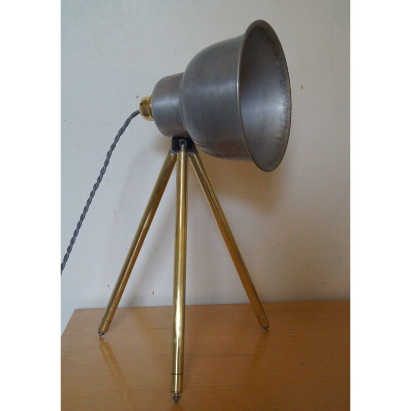 Vintage brass tripod lamp, 1950