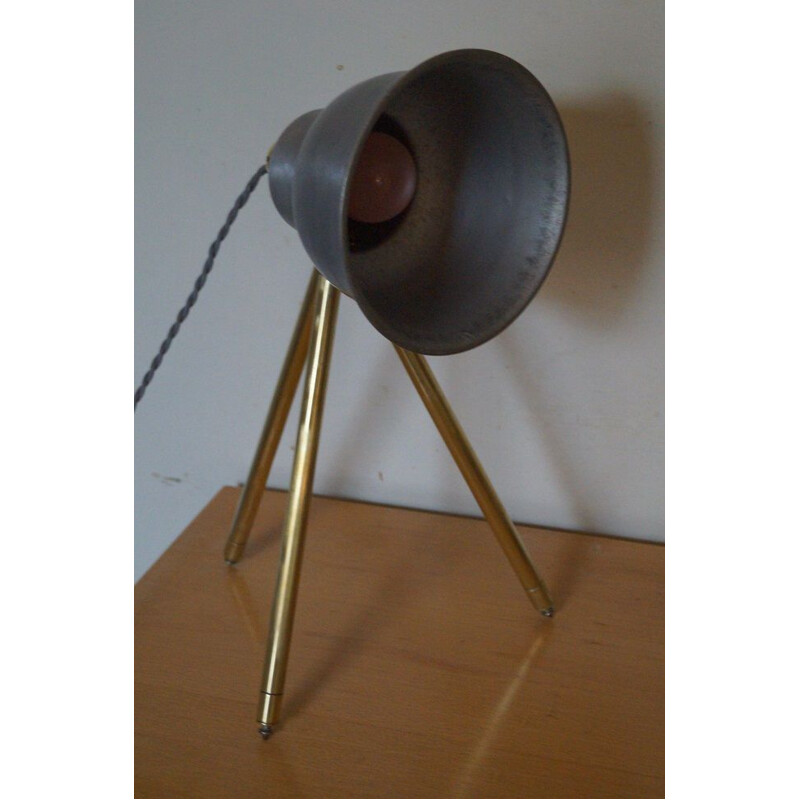 Vintage brass tripod lamp, 1950