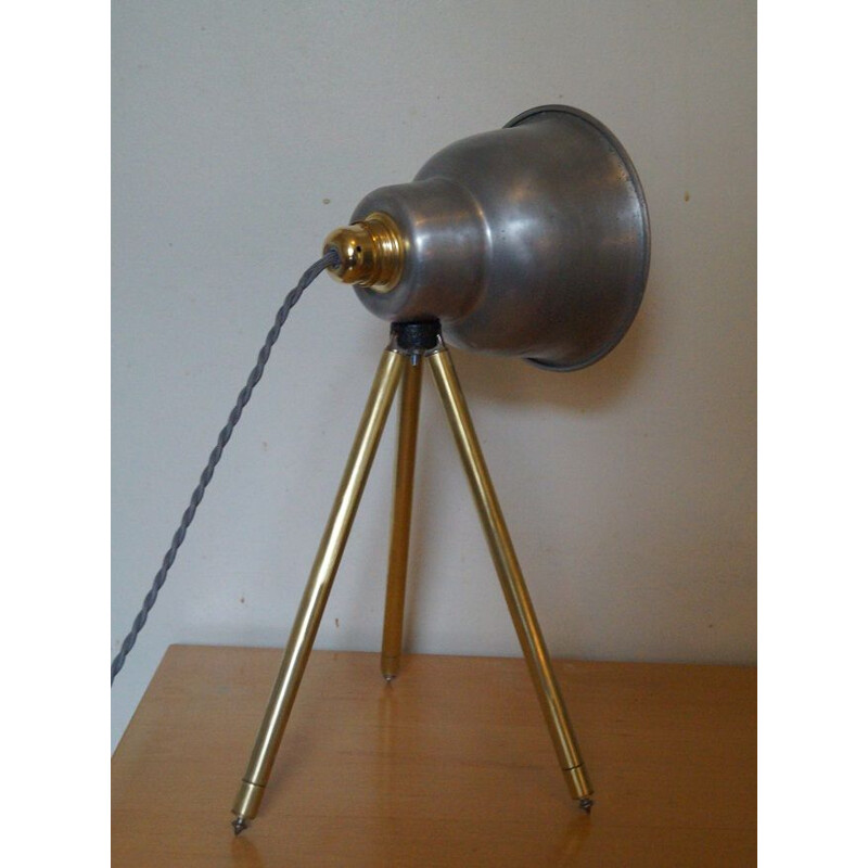 Vintage brass tripod lamp, 1950