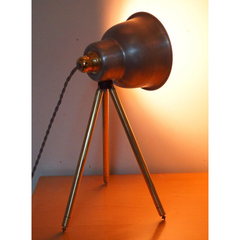 Lampe trépied vintage en laiton, 1950
