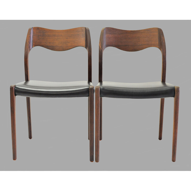 Set of 6 vintage teak dining chairs by Niels Otto Møller, 1951