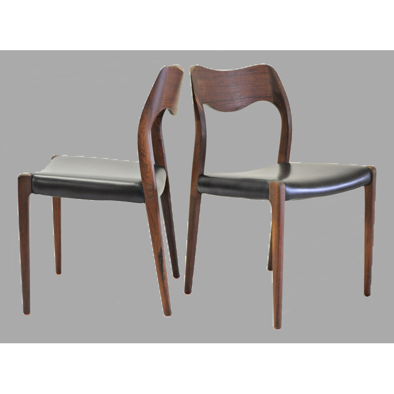 Set of 6 vintage teak dining chairs by Niels Otto Møller, 1951