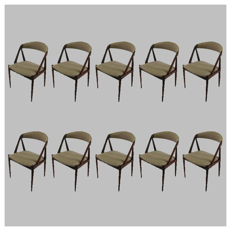 Set of ten vintage dining chairs in teak by Kai Kristiansen, 1960s