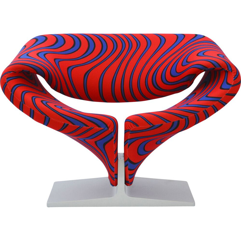 Vintage ribbon chair "Momentum" fabric from Jack Lenor Larsen, by Pierre Paulin for Artifort  