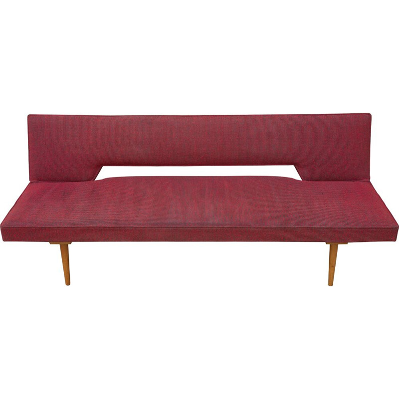 Vintage red sofa bed by Miroslav Navratil, scandinavian design, 1960s