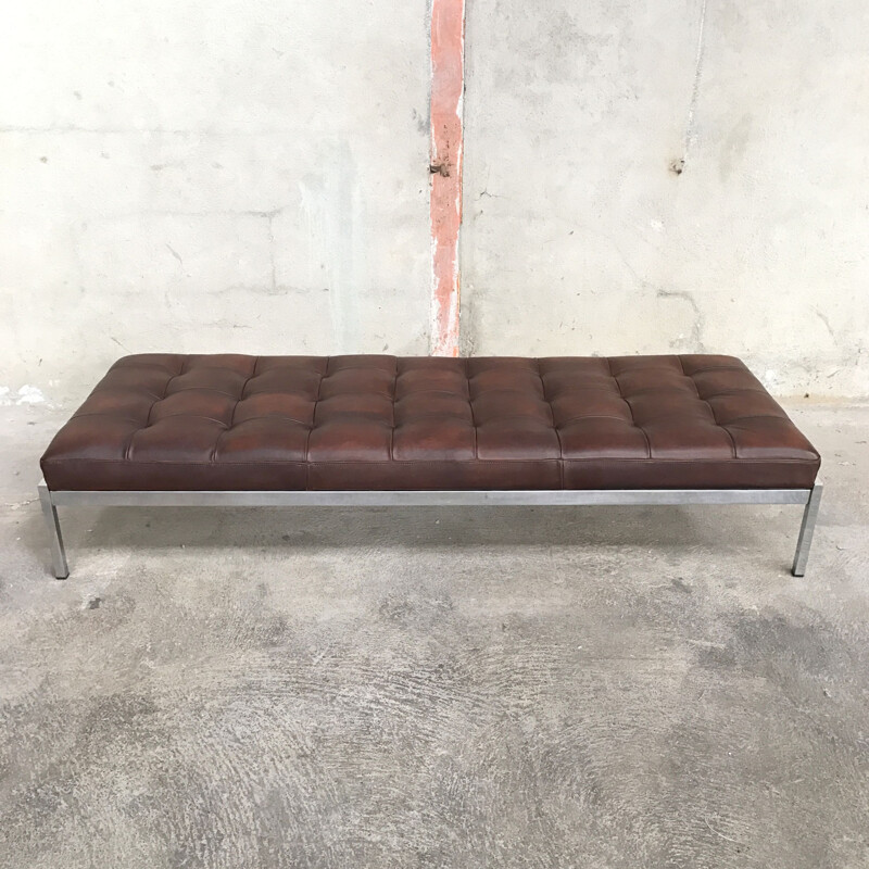 Vintage samurai leather daybed by Joseph-André Motte 