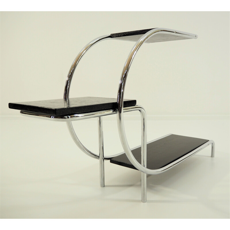 Vintage black side table in chrome by E.Guyot 