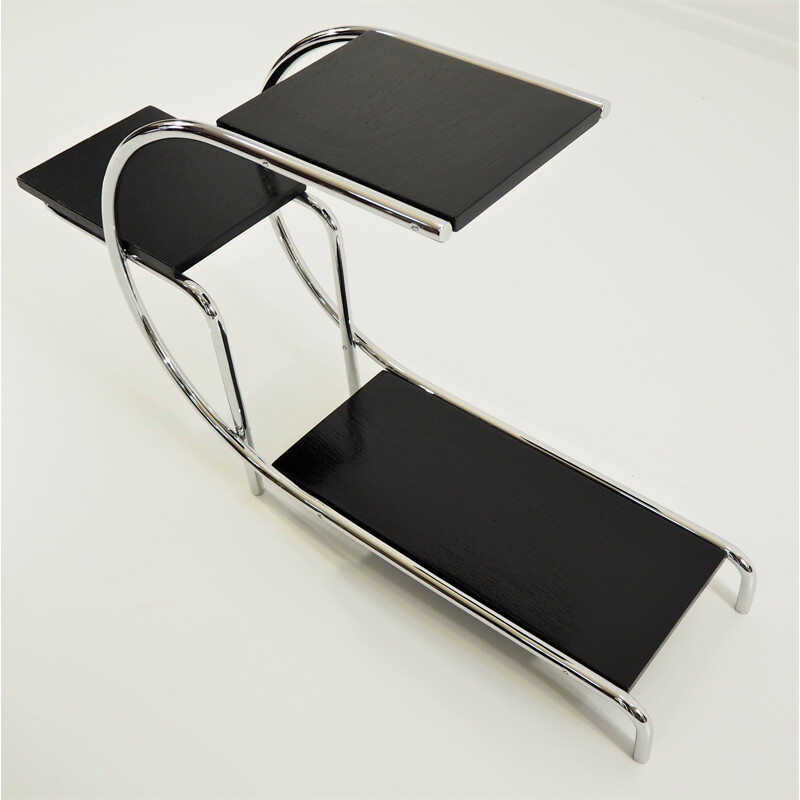 Vintage black side table in chrome by E.Guyot 