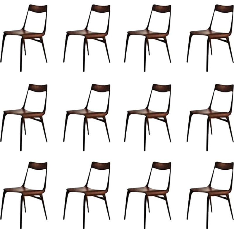 Set of 12 vintage teak chairs 