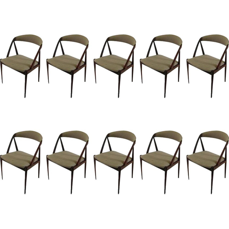 Set of ten vintage dining chairs in teak by Kai Kristiansen, 1960s