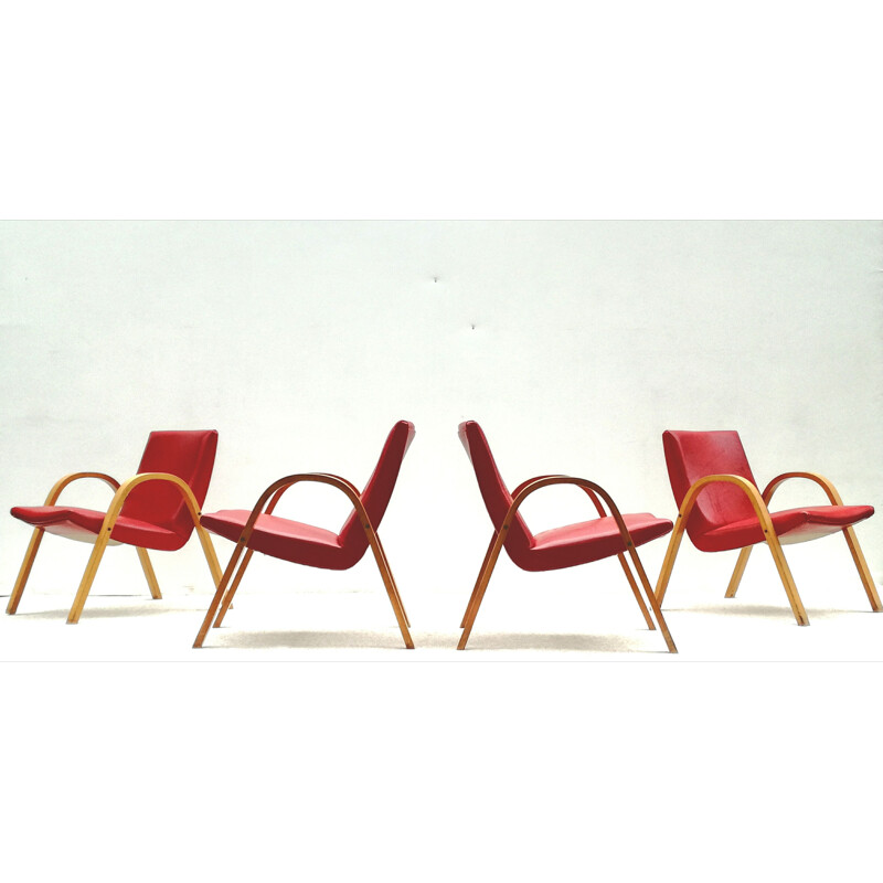 Set of 4 vintage chairs by Hugues Steiner for Steiner 