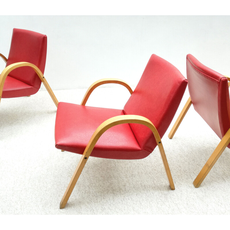 Set of 4 vintage chairs by Hugues Steiner for Steiner 