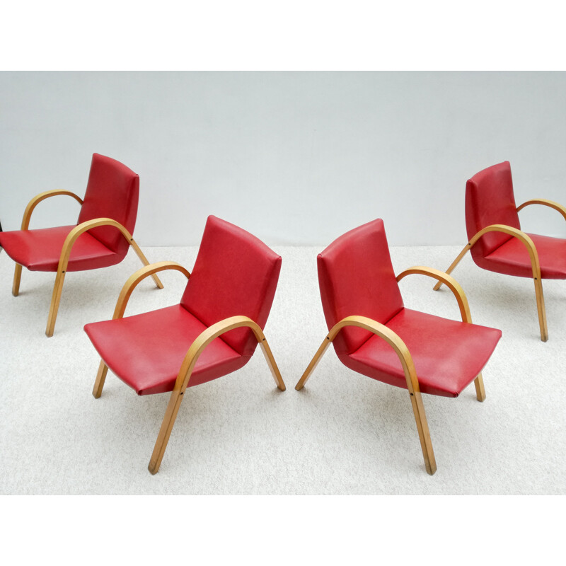 Suite de 4 fauteuils vintages par Hugues Steiner pour Steiner 