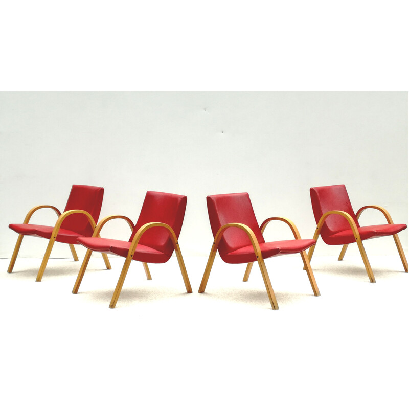 Set of 4 vintage chairs by Hugues Steiner for Steiner 