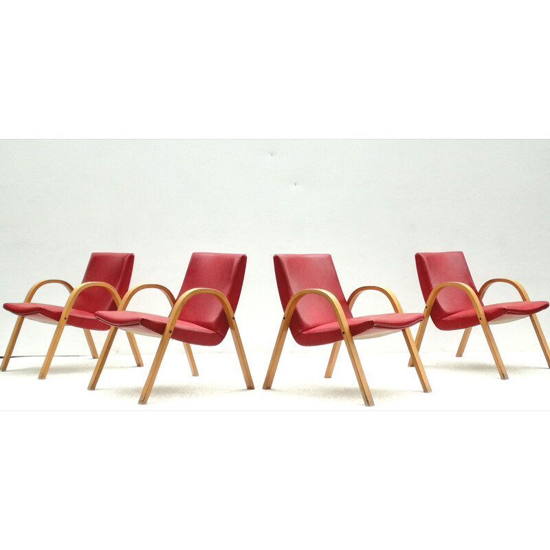 Set of 4 vintage chairs by Hugues Steiner for Steiner 