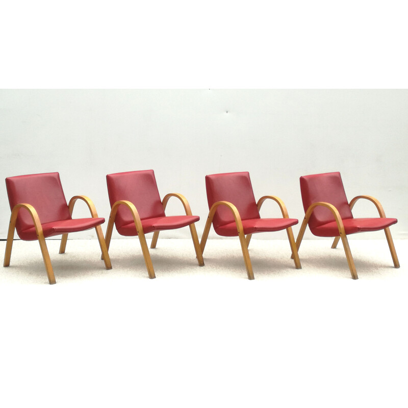 Suite de 4 fauteuils vintages par Hugues Steiner pour Steiner 
