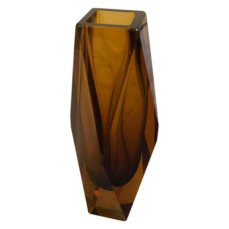 Vintage amber Murano Glass Vase, 1970s