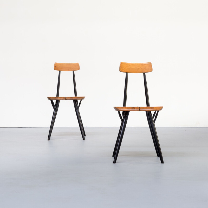 Pair of 2 "Pirkka" dinning chairs for Laukaan Puu, 1960s