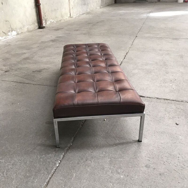 Vintage samurai leather daybed by Joseph-André Motte 