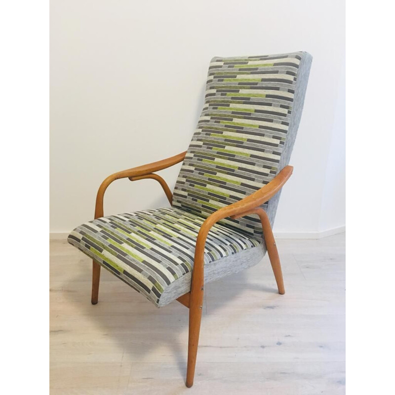 Cadeira de braços cinzenta vintage de Antonin Suman para Ton, 1960