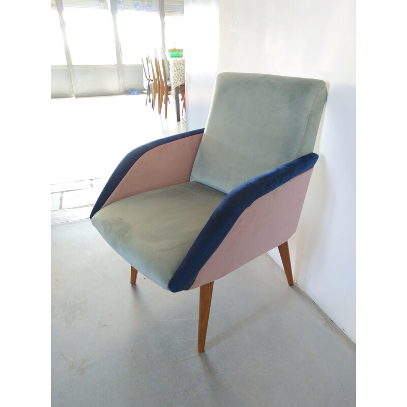 Vintage Tricolore Sessel, Frankreich 1950