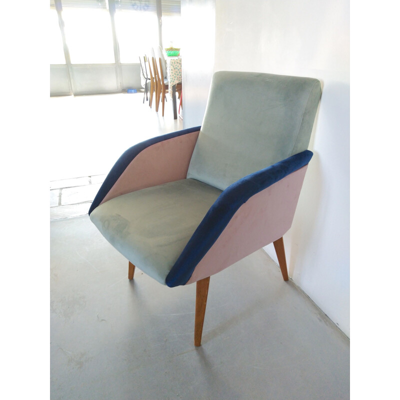 Vintage Tricolour Armchair, France 1950s