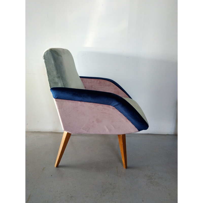 Vintage driekleurige fauteuil, Frankrijk 1950