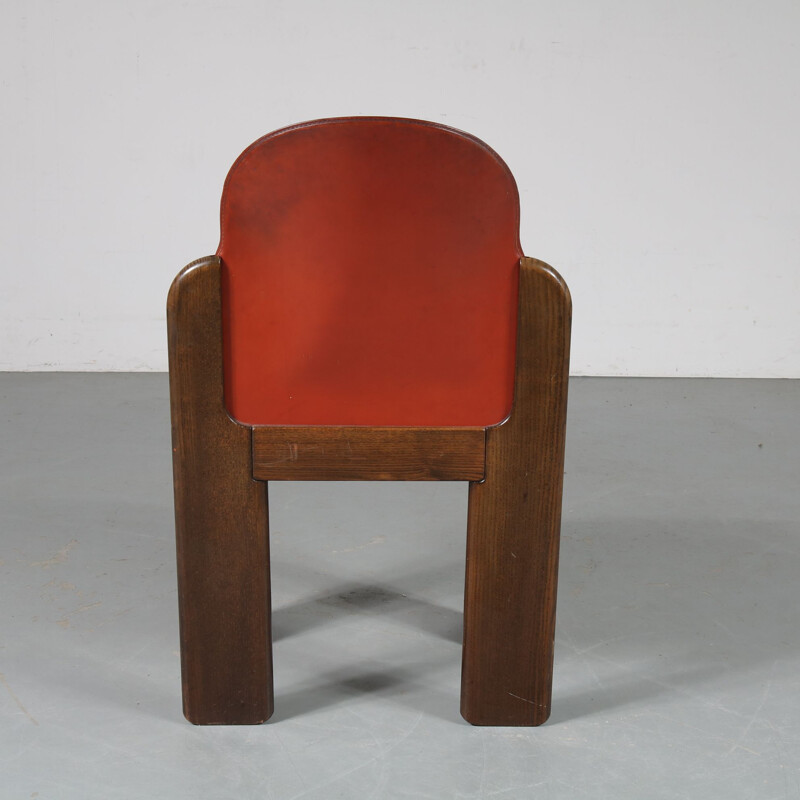 Set of 4 dining chairs in leather, Italy 1970