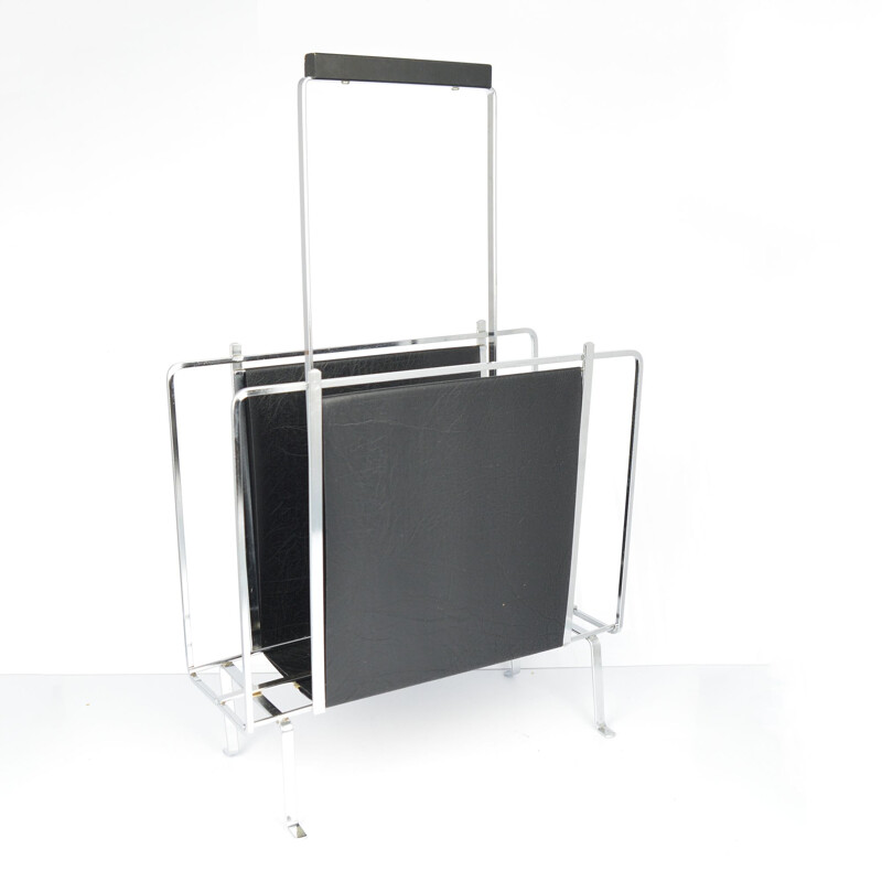 Vintage Modernist metal magazine rack, Denmark 70s