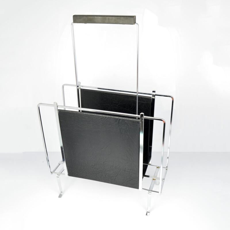 Vintage Modernist metal magazine rack, Denmark 70s