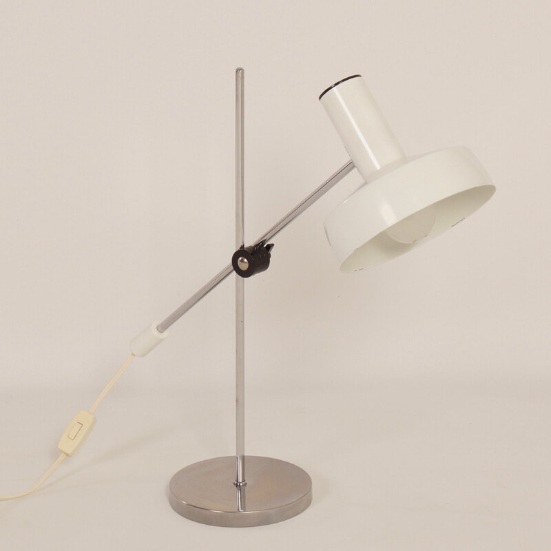 Lámpara de escritorio blanca vintage de J. Hoogervorst para Anvia, 1960