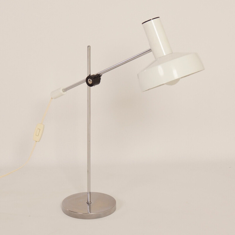 Lampe de bureau vintage blanche par J. Hoogervorst pour Anvia, 1960