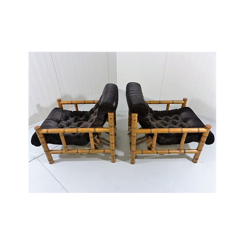 Set of 2 lounge chairs and a chess table - 1950s