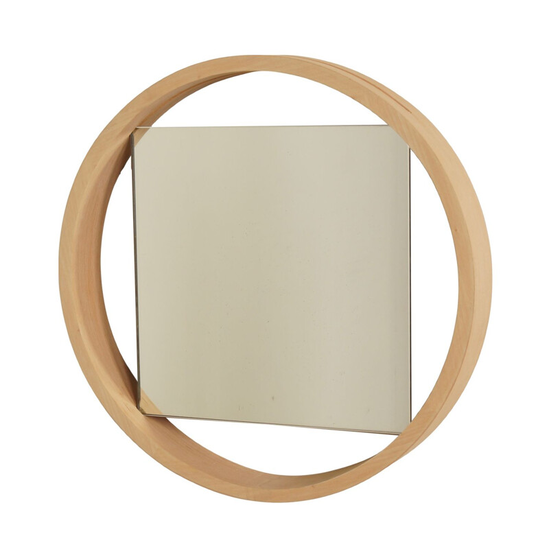 Vintage Birch Wall Mirror DZ84 by Benno Premsela for T Spectrum, 1950s